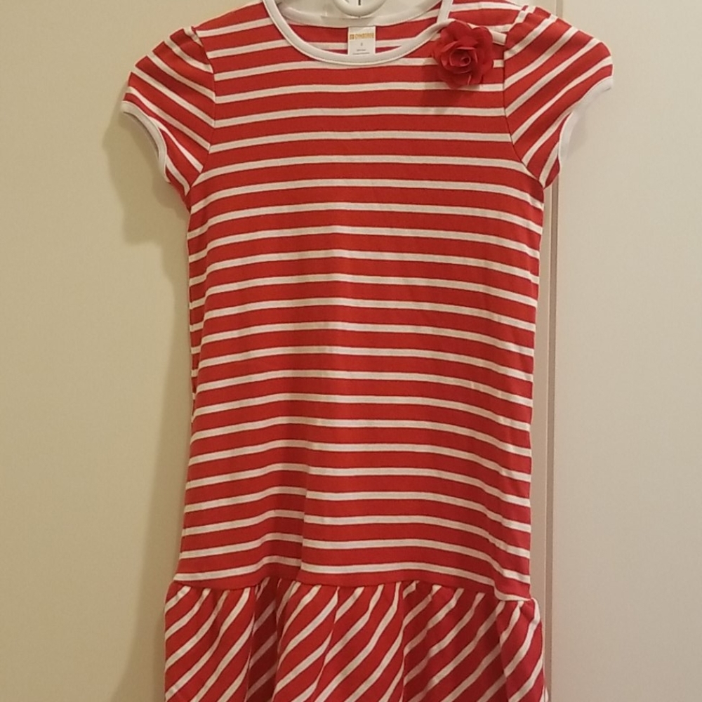 Beautifu Gymboree red white stripe girl dress